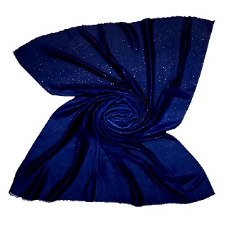 Party Wear Double Shaded Glitter Stole - Blue